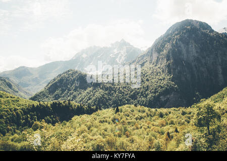 Berge und Wald landschaft Reisen Luftaufnahme serene wilde Natur atmosphärische Sommer Landschaft Stockfoto