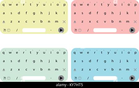 Einstellen der Tastatur für Benutzeroberfläche smartphone. Farbige mobile Tastatur für Messaging auf dem Smartphone. Vector Illustration Stock Vektor