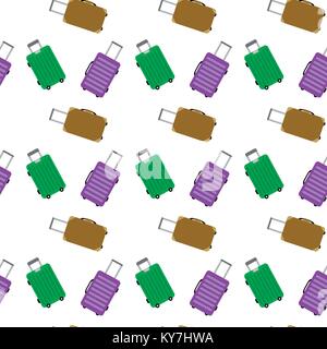 Gepäck Das Gepäck für die Reise und Tourismus Muster Nahtlose. Tasche für die Fahrt- und Reisekosten Muster. Vector Illustration Stock Vektor