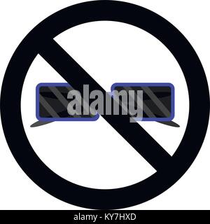 Ban Sonnenbrille Symbol. Keine Sonnenbrille und Verbot label Abbildung Stock Vektor
