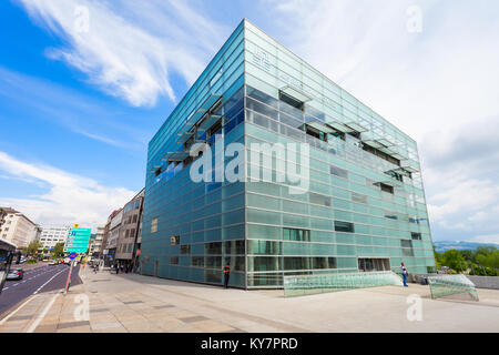 LINZ, ÖSTERREICH - Mai 15, 2017: Das Ars Electronica Center oder AEC ist ein Zentrum für Electronic Arts von Ars Electronica in Linz, Österreich. Stockfoto