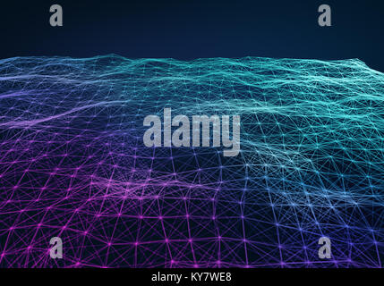 Abstrakte polygonalen bunten Farbverlauf Low Poly Hintergrund. Anschluss von Punkten und Linien in Dreiecke Struktur. Abbildung für Branding, Technologie, sci Stockfoto