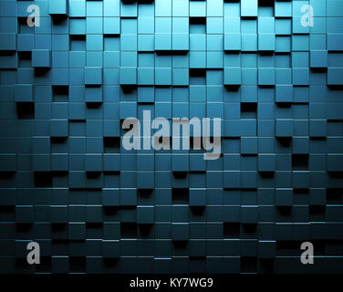 Abstrakt blau hintergrund Wand mit parametrischer kubischer Muster. 3D Rendering Illustration. Stockfoto