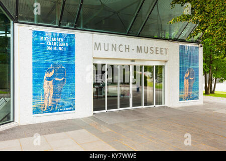 OSLO, Norwegen - 21. JULI 2017: Munch Museum ist ein Kunstmuseum in Oslo, Norwegen. Munch Museet an den norwegischen Künstler Edvard Munch gewidmet. Stockfoto