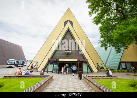 OSLO, Norwegen - 21. Juli 2017: Die Fram Museum oder Frammuseet ist ein Museum der Norwegische Polarforschung. Fram Museum auf der Halbinsel Bygdoy in Osl entfernt Stockfoto