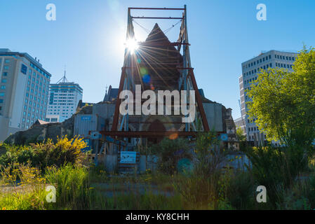 Christchurch, Neuseeland - 31. Oktober 2017: Ruinen der anglikanischen Kathedrale, ein Symbol der Christchurch Cathedral Square, in der die BA wurde entfernt Stockfoto