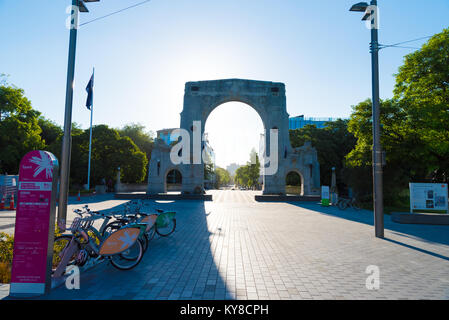 Christchurch, Neuseeland - 31. Oktober 2017: Die Brücke der Erinnerung war Memorial in der Innenstadt von Christchurch, Neuseeland. Stockfoto