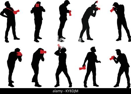 Phographer silhouette eingestellt Stock Vektor