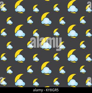 Mond und Wolken Symbol Muster Hintergrund, Vector Illustration Hintergrund. Stock Vektor