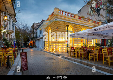 Coffee shop in Psirri Nachbarschaft von Athen. Stockfoto