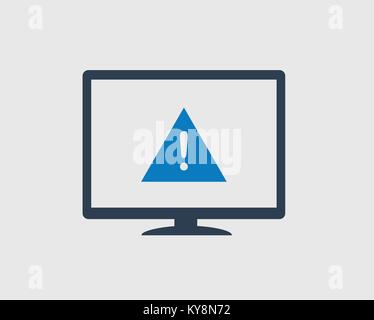Computer Fehler Alarmsymbol auf grauem Hintergrund. Stock Vektor