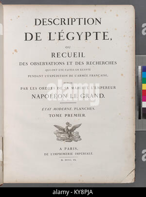 Titel Seite, Bd. I Description de l'Égypte, ... État moderne. Planches. Tome Premiere (Nypl b 14212718-1268710) Stockfoto