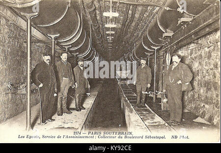 PARIS-SOUTERRAIN - Les Égouts, Service de l'assainissement; Collecteur du Boulevard Sébastopol Stockfoto