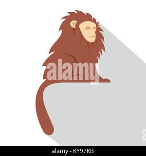 Affe mit langen braunen Haaren Symbol. Flache Darstellung der Affe mit langen braunen Haaren ich Vektor Symbol für Web Stock Vektor