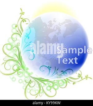 Blue Planet Erde mit Zweig. EPS 10. Stock Vektor