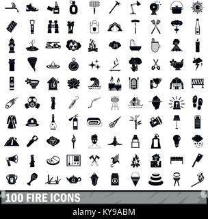 100 Symbole in einem einfachen Stil für alle Design vector Abbildung Stock Vektor