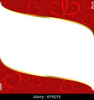 Rot-weißen Hintergrund mit einem Muster der Herzen Stock Vektor