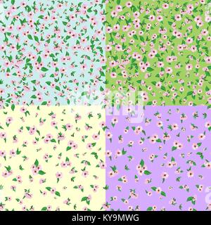 Nahtlose Muster der Frühling Blumen in 4 Farben Stock Vektor