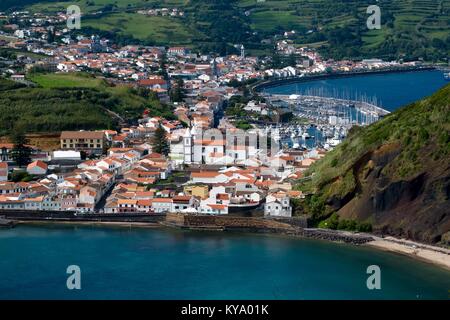 Die Stadt Horta auf der Insel Faial, Azoren Stockfoto