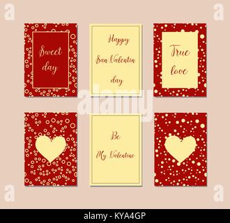 Hand gezeichneten Etiketten und Tags. Elemente Sammlung für Valentinstag. Die wichtigsten Symbole der Urlaub. Vektor Logos, Embleme, text Design. Geeignet für Banner, Grußkarten, Geschenke etc. Stock Vektor