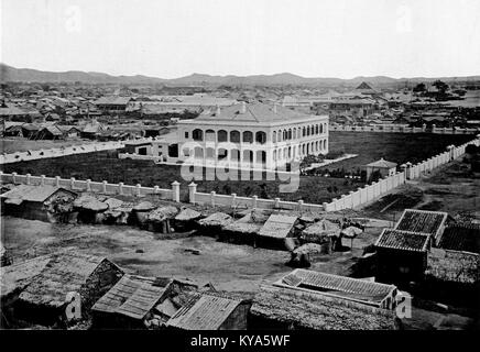 Dieses Foto zeigt einen Industriestandort in Kanton und zeigt die Überreste einer alten Fabrik, einschließlich struktureller Verfall, Baumaterialien und Umgebung. Stockfoto