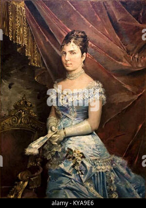 Porträtmalerei von María de Las Mercedes de Orleans (Gemahlin von König Alfonso XII von Spanien) von José Denis Belgrano Stockfoto