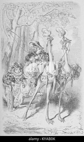 Seite 13 von „Nouveaux contes de fées“ von Ségur, ein französisches literarisches Werk, das Märchen mit Illustrationen und erzählerischen Details präsentiert. Stockfoto