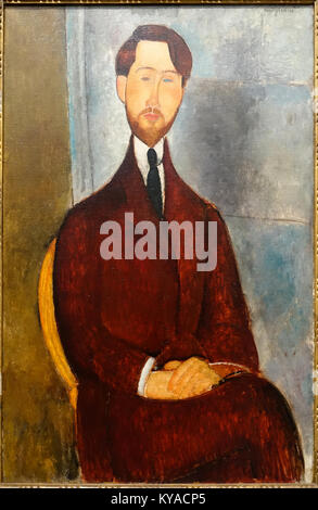 Portrait von Leopold Zborowski von Amedeo Modigliani, 1916-1919, Öl auf Leinwand - Museu de Arte de São Paulo - DSC 07283 Stockfoto