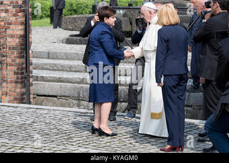 Premier Szydło ich papież Franciszek w Muzeum Auschwitz-Birkenau - 28010728664 Stockfoto