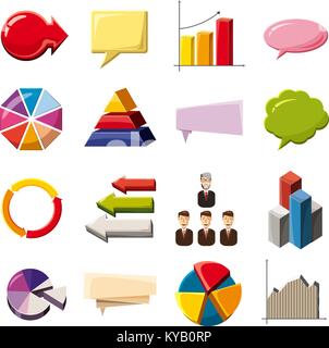 Infografik Elemente Symbole gesetzt. Cartoon Illustration von 16 Infografik Elemente Vector Icons für Web Stock Vektor