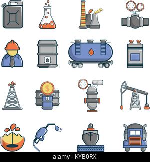 Erdölindustrie Symbole gesetzt. Cartoon Illustration von 16 öl Industrie Vector Icons für Web Stock Vektor