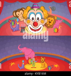 Circus show Banner ist horizontal im Comic-stil für jedes Design Vector Illustration Stock Vektor