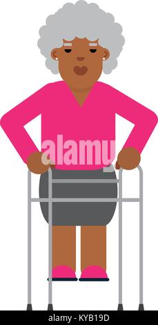 Afrikanische alte Frau mit Walker Stock Vektor
