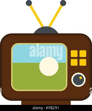 Ball auf dem Bildschirm des retro TV-Symbol auf weißem Hintergrund Vektor-illustration isoliert Stock Vektor