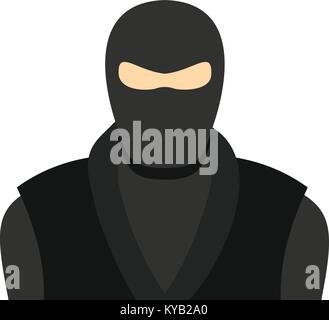 Ninja in schwarzer Kleidung und Maske Symbol auf weißem Hintergrund Vektor-illustration isoliert Stock Vektor