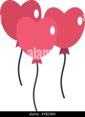 Rosa Ballons in Herzform - das Symbol auf weißem Hintergrund Vektor-illustration isoliert Stock Vektor