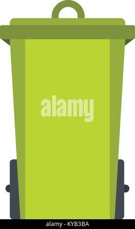 Grün Papierkorb Icon flach isoliert auf weißem Hintergrund Vector Illustration Stock Vektor