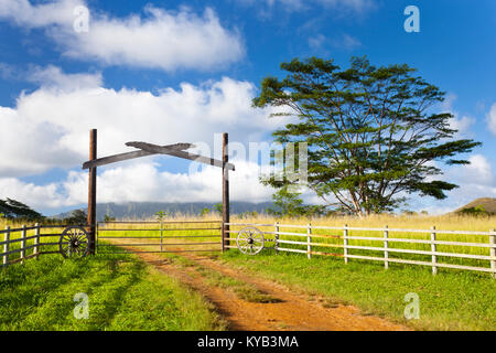 Ein Bauernhof in der Nähe des Wailua Wasserfälle in Kauai, Hawaii. Stockfoto