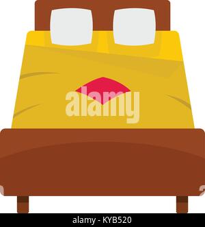 Bett mit gelben Decke Symbol auf weißem Hintergrund Vektor-illustration isoliert Stock Vektor
