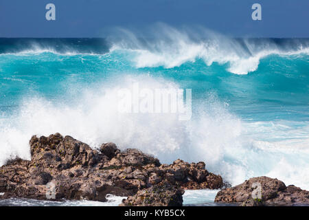 Hohe Wellen an Hookipa in Maui, Hawaii. Stockfoto