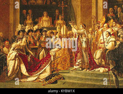 Gemälde von Jacques-Louis David (1805–1807), das die Krönung Napoleons I. als Kaiser von Frankreich darstellt und eines der bedeutendsten Ereignisse der französischen Kaisergeschichte darstellt. Stockfoto