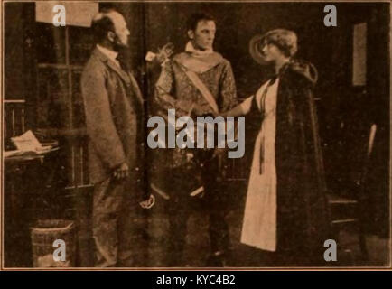 Ein Kunstwerk aus dem Jahr 1910 mit dem Titel „Oh, What a Knight“, in dem mittelalterliche Themen wie Ritterschaft, Ehre und ritterliche ideale erforscht werden. Dieses Stück spiegelt die romantisierte Sicht des mittelalterlichen Lebens wider und betont die Tugenden der Ritter und ihre Rolle in der Gesellschaft im Mittelalter. Stockfoto