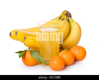 Saft multifruit in einem Glas auf weißem Hintergrund isoliert Stockfoto