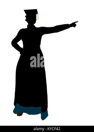 African American graduate Silhouette auf weißem Hintergrund Stockfoto