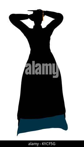 African American graduate Silhouette auf weißem Hintergrund Stockfoto