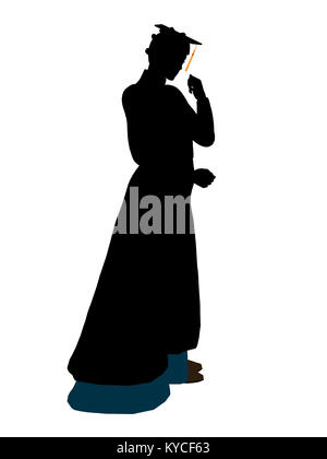 African American graduate Silhouette auf weißem Hintergrund Stockfoto