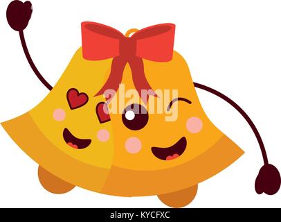 Kawaii christmas Jingle bells happy und liebe Vector Illustration Stock Vektor