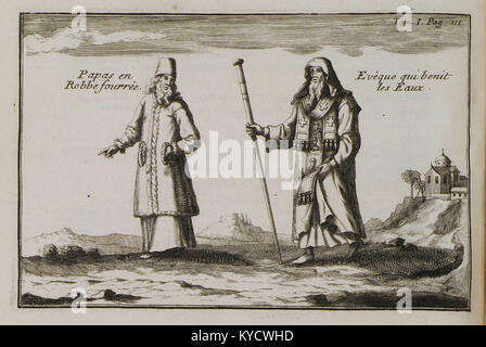 Papas en Robbe fourrée Evêque qui benit les Eaux - Joseph Pitton De Tournefort - 1717 Stockfoto