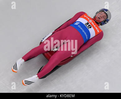 Oberhof, Deutschland. 14 Jan, 2018. Römische Repilow aus Russland luges während der rennrodel Weltcup in Oberhof, Deutschland, 14. Januar 2018. Foto: Martin Schutt/dpa-Zentralbild/dpa/Alamy leben Nachrichten Stockfoto