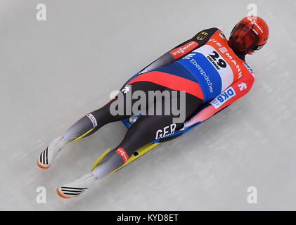 Oberhof, Deutschland. 14 Jan, 2018. Andi Langenhan aus Deutschland luges während der rennrodel Weltcup in Oberhof, Deutschland, 14. Januar 2018. Foto: Martin Schutt/dpa-Zentralbild/dpa/Alamy leben Nachrichten Stockfoto